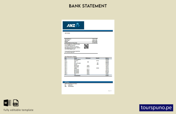listo para imprimir plantilla de word   extracto bancario de Samoa ANZ
